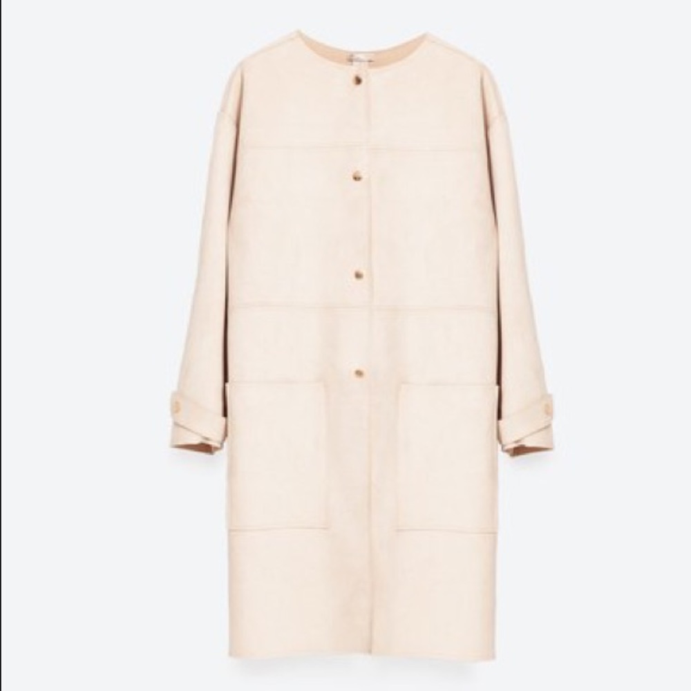 ZARA beige faux suede spring jacket